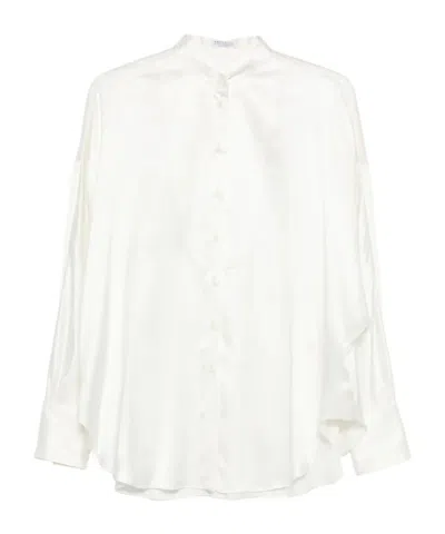 Brunello Cucinelli Band-collar Blouse In White