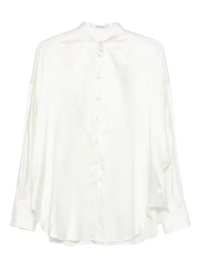 Brunello Cucinelli Band-collar Blouse In White