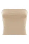 Brunello Cucinelli Beige Jersey Bandeau Top In Metallic