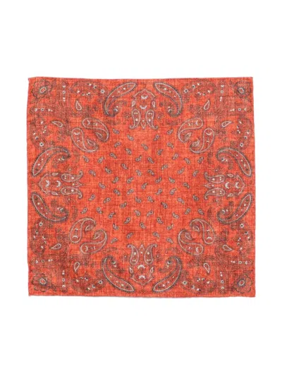 Brunello Cucinelli Bandana-print Pocket Square In 橘色