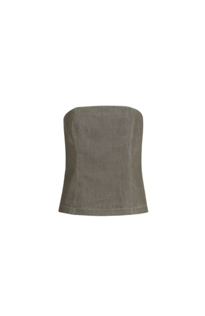 Brunello Cucinelli Denim-effect Bandeau Top In Green