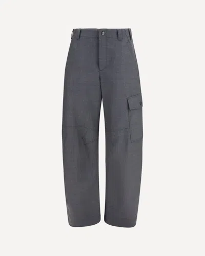Brunello Cucinelli Barrel Cargo Pants In Virgin Wool Twill With Monile In Gray