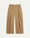 Brunello Cucinelli Barrel Pleated Cotton Twill Pants In Brown