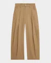 Brunello Cucinelli Barrel Pleated Cotton Twill Pants