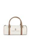 Brunello Cucinelli Barrel Tote Bag In White