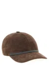 Brunello Cucinelli Suede Monili-embellished Baseball Cap In Brown