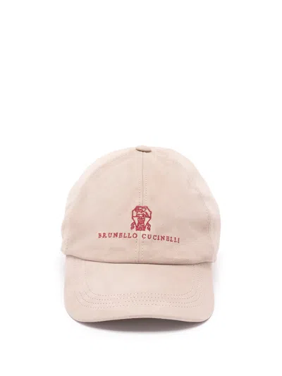 Brunello Cucinelli Logo-embroidered Suede Baseball Cap In Neutral