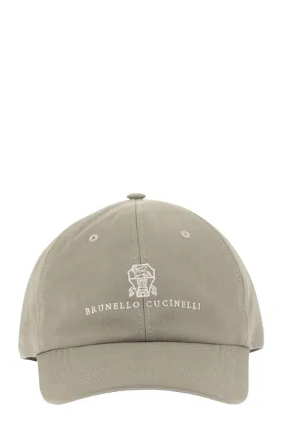 Brunello Cucinelli Baseball Cap In Garment-dyed Twisted Cotton Gabardine With Embroidered Logo In Neutral