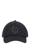 Brunello Cucinelli Baseball Cap In Tech Fabric With Logo In Black