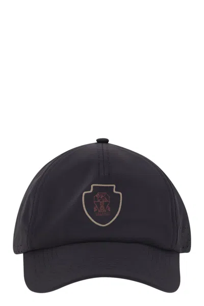 Brunello Cucinelli Baseball Cap In Tech Fabric With Logo In Black