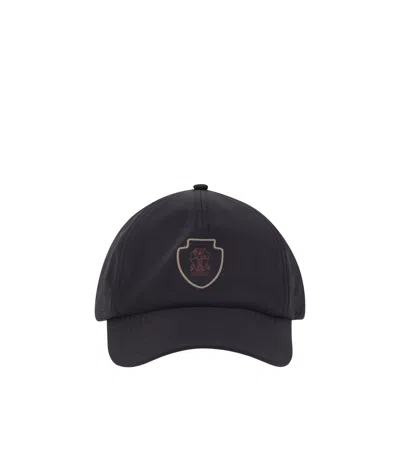Brunello Cucinelli Baseball Cap In Tech Fabric With Logo In Black