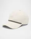 Brunello Cucinelli Panelled Linen Baseball Cap With Curved Brim In Neutral