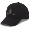 Brunello Cucinelli Baseball Cap In Garment-dyed Twisted Cotton Gabardine With Embroidered Logo In Black