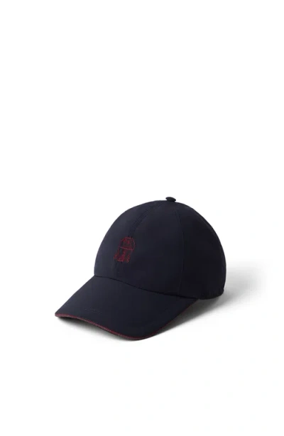 Brunello Cucinelli Baseball Cap With Embroidery In Blue