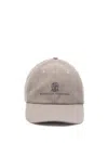 Brunello Cucinelli Men Baseball Cap With Embroidery In Neutral