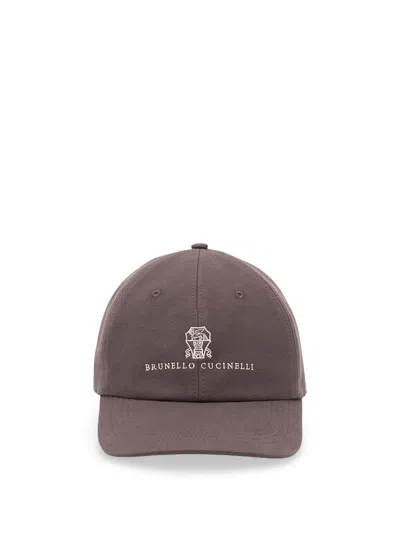 Brunello Cucinelli Baseball Cap With Embroidery In Brown