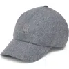 Brunello Cucinelli Virgin Wool Embroidered Baseball Cap In Medium Grey