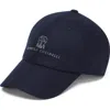Brunello Cucinelli Baseball Cap With Embroidery In Navy Blue
