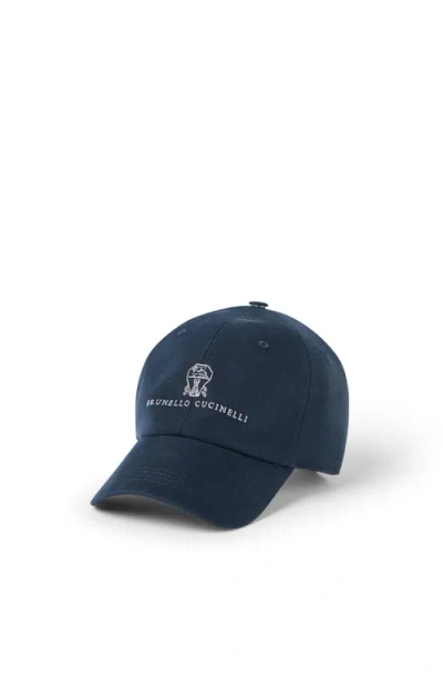 Brunello Cucinelli Baseball Cap With Logo In Blue