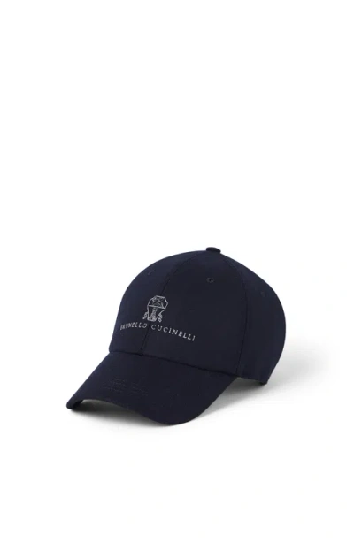 Brunello Cucinelli Baseball Cap With Logo In Blue