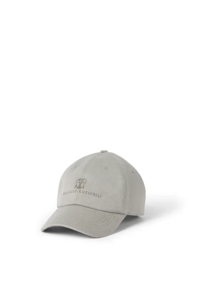 Brunello Cucinelli Baseball Cap With Logo In Gray