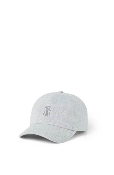 Brunello Cucinelli Baseball Cap With Logo In Light Grey
