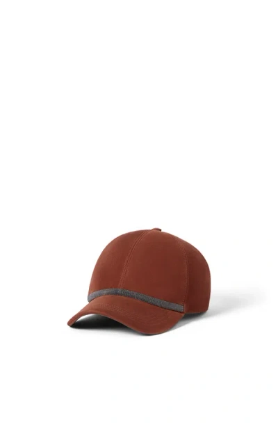 Brunello Cucinelli Baseball Cap With Monili In Brown