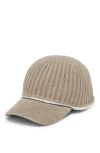 Brunello Cucinelli Baseball Cap With Monili In Dove Grey