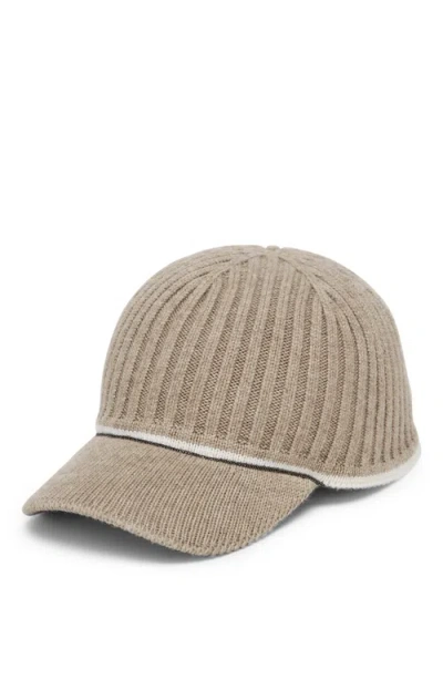 Brunello Cucinelli Stripe-detail Knitted Cap In Neutrals