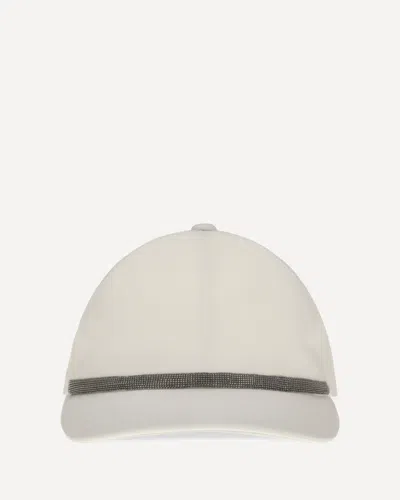 Brunello Cucinelli Baseball Cap With Monili Embellishment In White