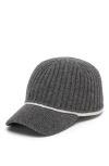 Brunello Cucinelli Knitted Wool Blend Cap In Lead