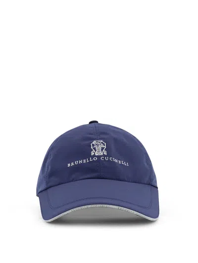 Brunello Cucinelli Baseball Hat With Logo In Blue