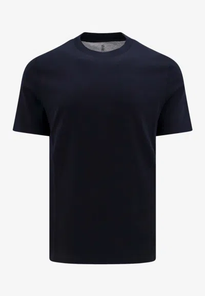 Brunello Cucinelli Basic Crewneck T-shirt In Blue