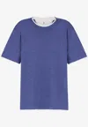 Brunello Cucinelli Basic Crewneck T-shirt In Blue