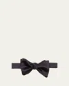 Brunello Cucinelli Basic Solid Silk And Cotton Bow Tie In Black