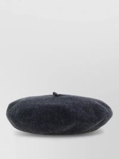 Brunello Cucinelli Basque Wool Cap Soft Compact Silhouette In Black