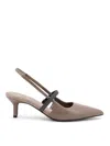 Brunello Cucinelli City 55 Monili Embellished Slingback Pumps