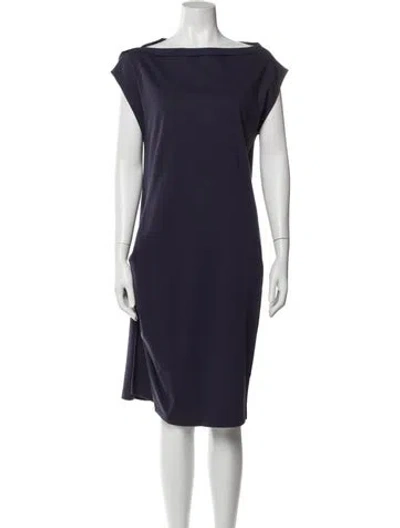 Pre-owned Brunello Cucinelli Bateau Neckline Knee-length Dress In Blue