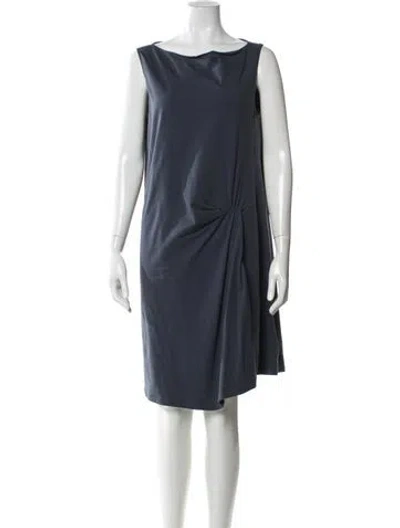 Pre-owned Brunello Cucinelli Bateau Neckline Knee-length Dress In Gray