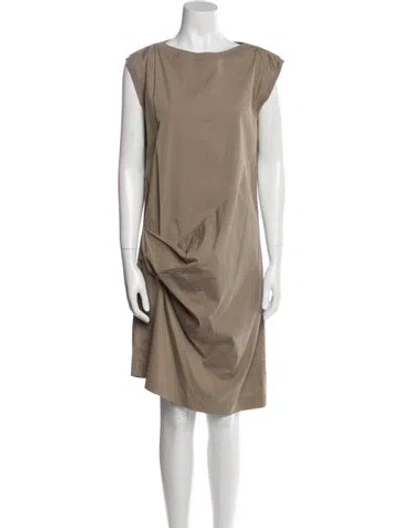 Pre-owned Brunello Cucinelli Bateau Neckline Knee-length Dress In Neutral