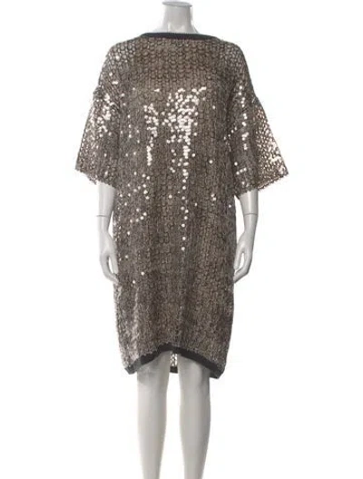 Pre-owned Brunello Cucinelli Bateau Neckline Knee-length Dress W/ Tags In Neutral