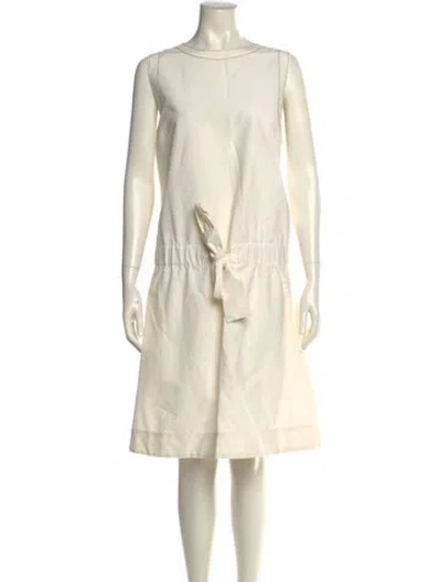 Pre-owned Brunello Cucinelli Bateau Neckline Knee-length Dress In White