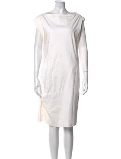 Pre-owned Brunello Cucinelli Bateau Neckline Knee-length Dress In White