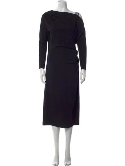 Pre-owned Brunello Cucinelli Bateau Neckline Long Dress In Black