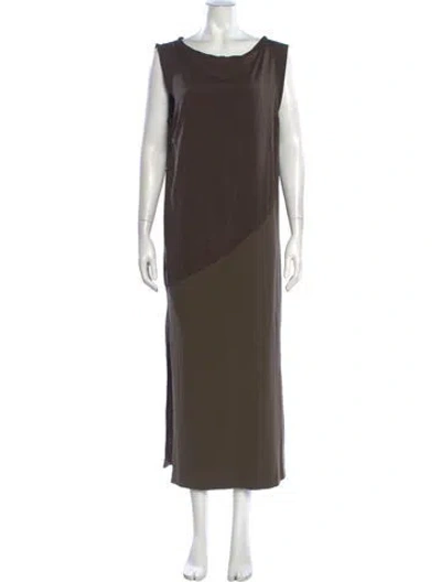 Pre-owned Brunello Cucinelli Bateau Neckline Long Dress In Brown