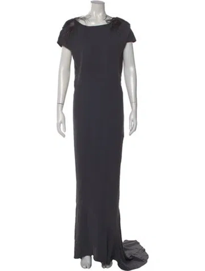 Pre-owned Brunello Cucinelli Bateau Neckline Long Dress In Gray