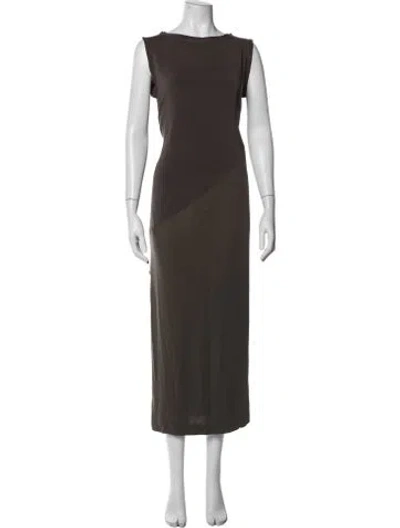 Pre-owned Brunello Cucinelli Bateau Neckline Long Dress In Grey