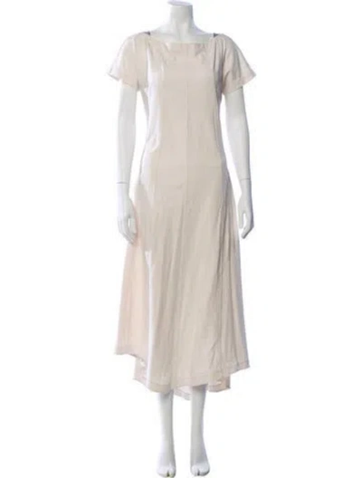 Pre-owned Brunello Cucinelli Bateau Neckline Long Dress In Neutral