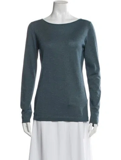 Pre-owned Brunello Cucinelli Bateau Neckline Long Sleeve Top In Blue