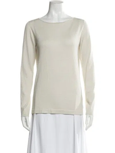 Pre-owned Brunello Cucinelli Bateau Neckline Long Sleeve Top In Neutral